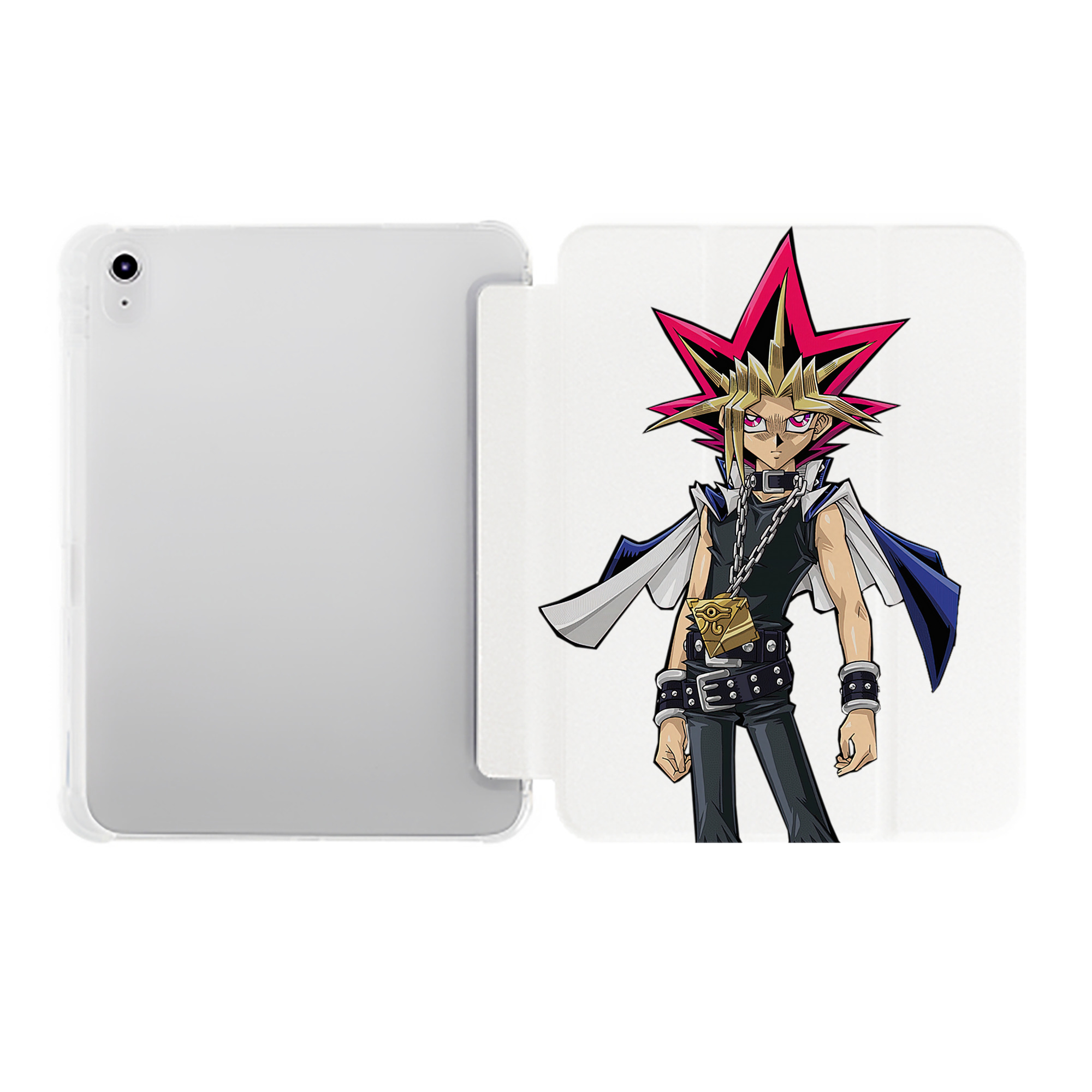 （画像用） 遊☆戯☆王 Yu-Gi-Oh! IPad ケース ペン収納付き 三つ折りスタンド PUレザー×シリコン 対応機種9.5/10.5/10.9インチ